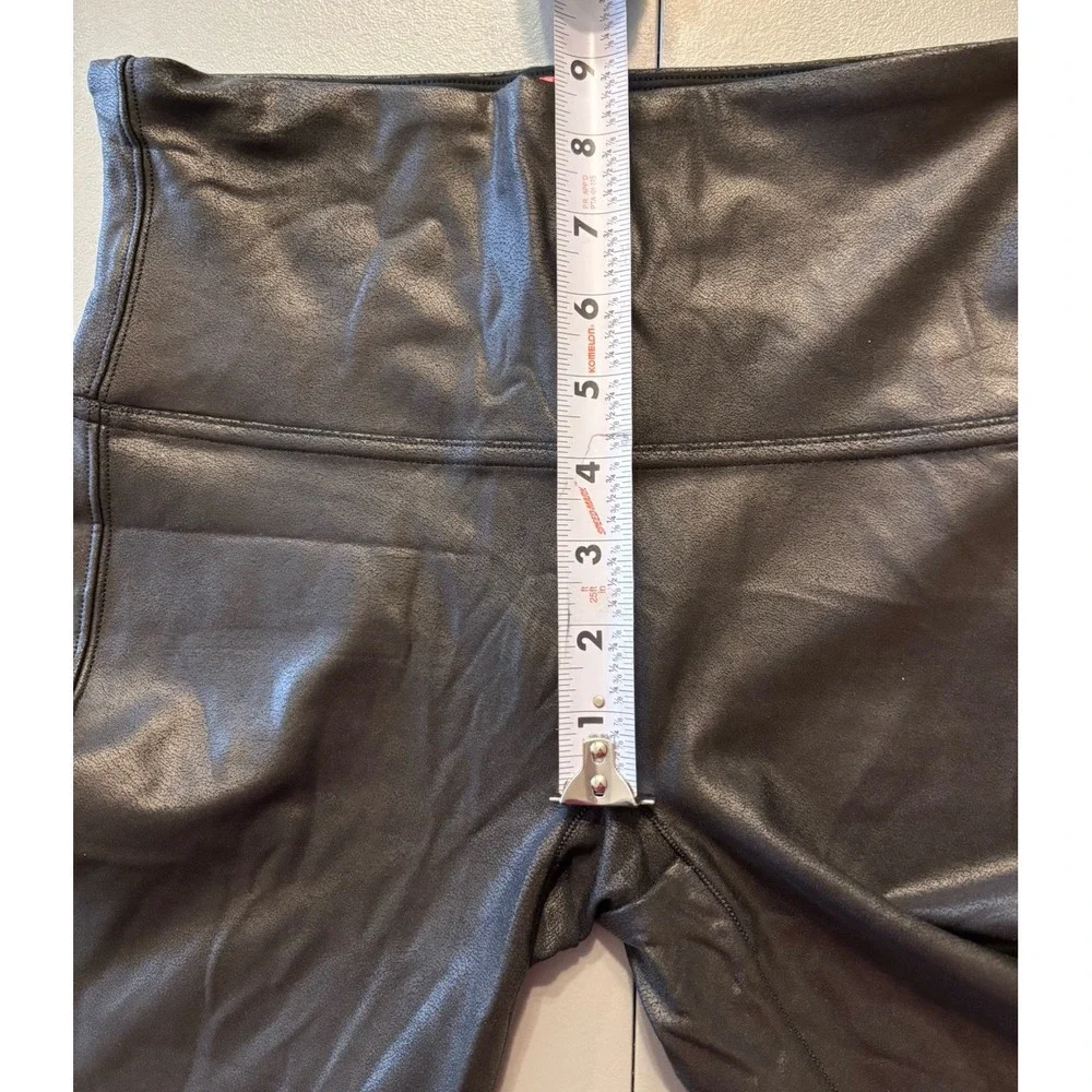 Spanx Black Faux‎ Leather Mid Rise Leggings Sz M 2437
